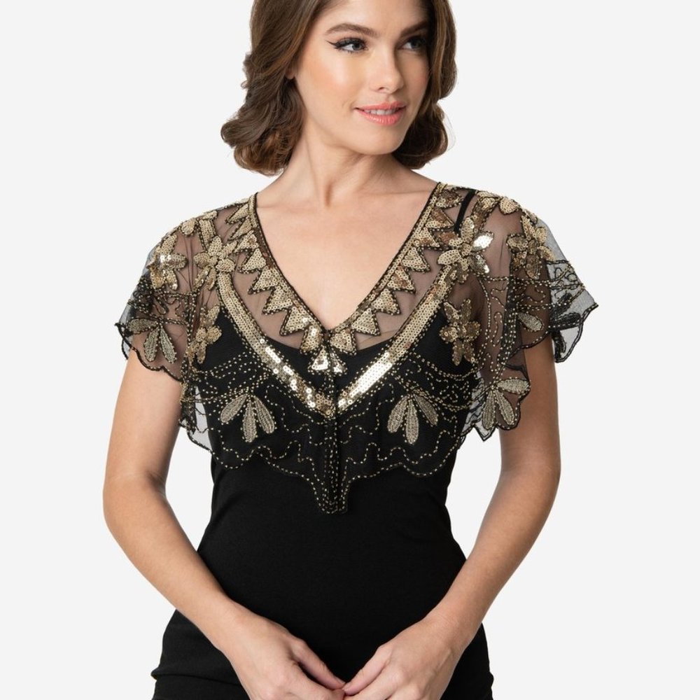 Gold Beaded Capelet Unique Vintage